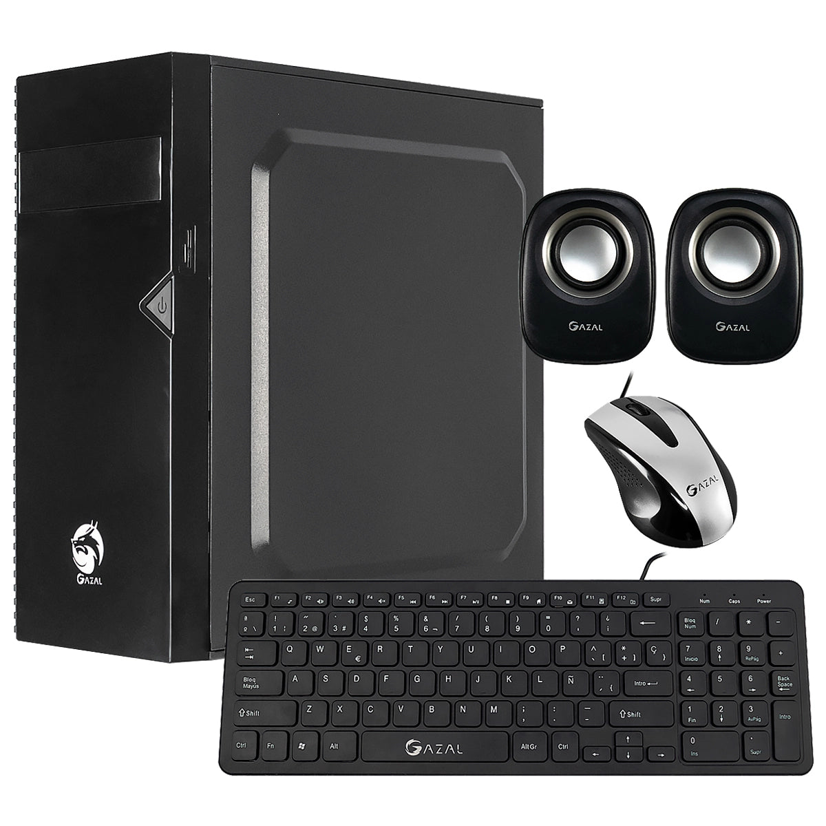 CASE GAZAL COMBO 703 TECL. PARL. MOUSE. CON FUENTE DE PODER 850W BLACK