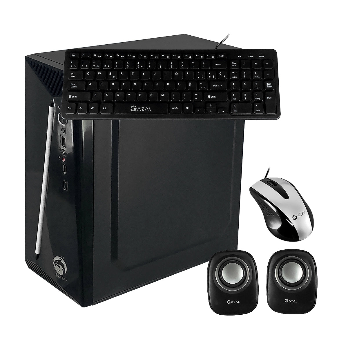 CASE GAZAL COMBO 711 TECL. PARL. MOUSE. CON FUENTE DE PODER 850W BLACK